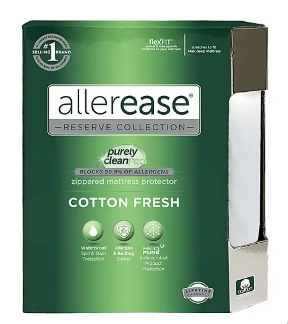 NEW! Allerease Zippered Waterproof Mattress Protector Full White - Picture 1 of 7